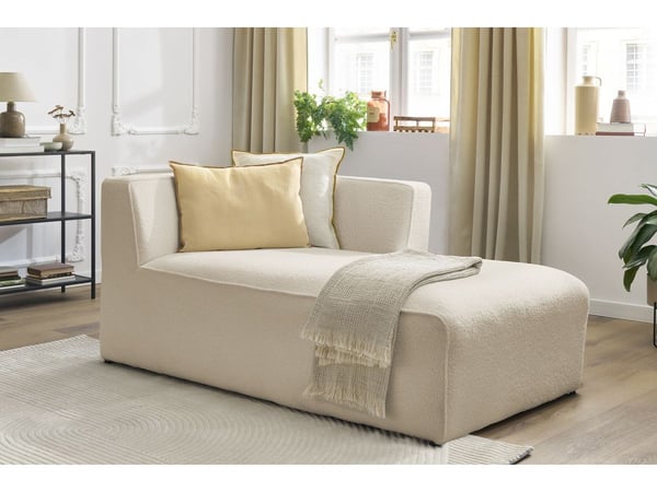 Megeve méridienne pour canapé modulable 1 place tissu bouclette beige angle droit
