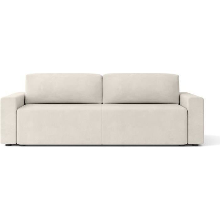 Produit similaire: Canapé droit convertible MAX en velours beige 3 places - Coffre de rangement - BAÏTA
