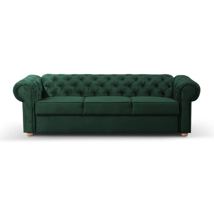 Produit similaire: Canapé en lit Convertible Chesterfield 3 Places Relax Droit - en Tissu (Velours), Pieds en Bois - Salon & séjour - Avia (Vert Boute