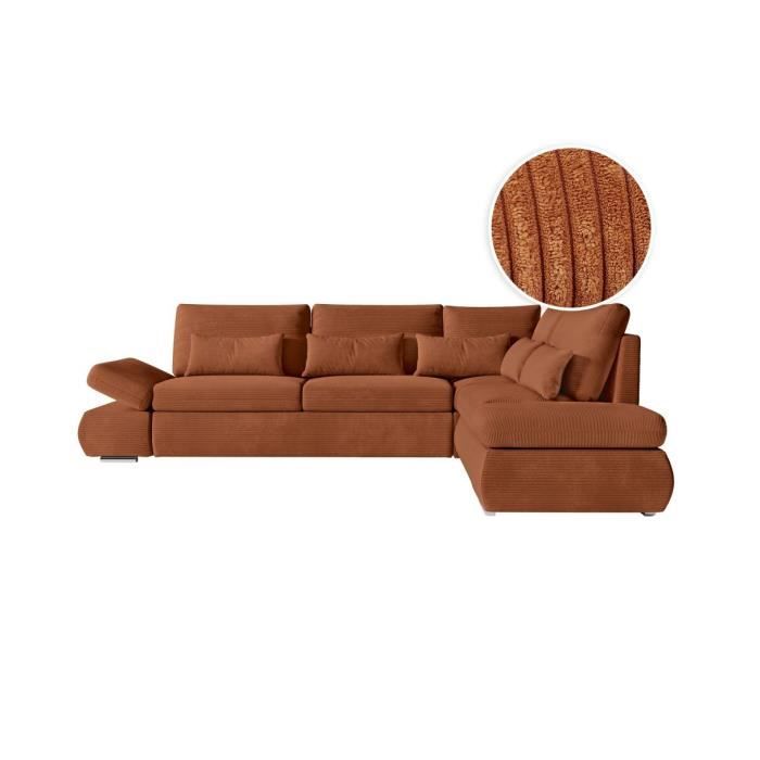 Produit similaire: Canapé d'angle 4 pl réversible SEBASTIAN convertible avec coffre en velours côtelé - Terracotta - L267 x P200 x H90cm - LOUNGITUDE