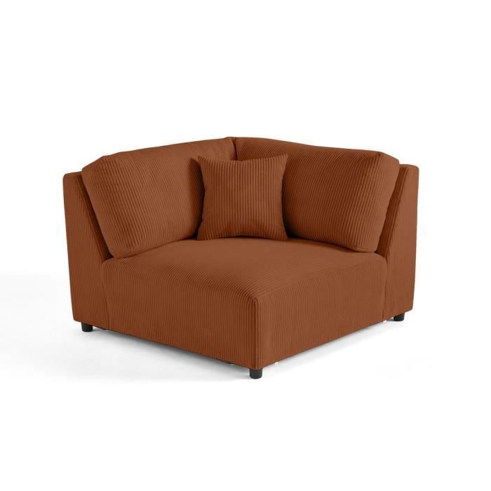 Canapé panoramique Garance en velours côtelé - Lisa Design - Angle réversible - Rouge - 1 place - Vue supplémentaire 1