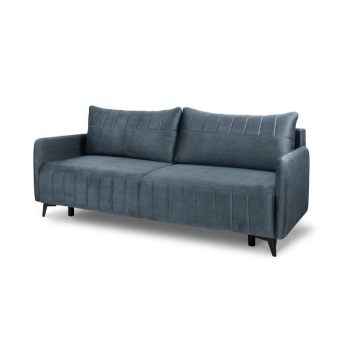 Produit similaire: Canapés - AC-Déco - Canapé convertible 3 places en tissu et bois "Lazzari" - Bleu - L 210 cm