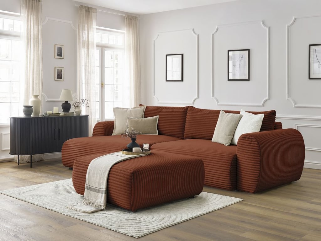 Produit similaire: Lucien canapé d'angle convertible coffre 5 places velours côtelé gros côtelé orange angle gauche