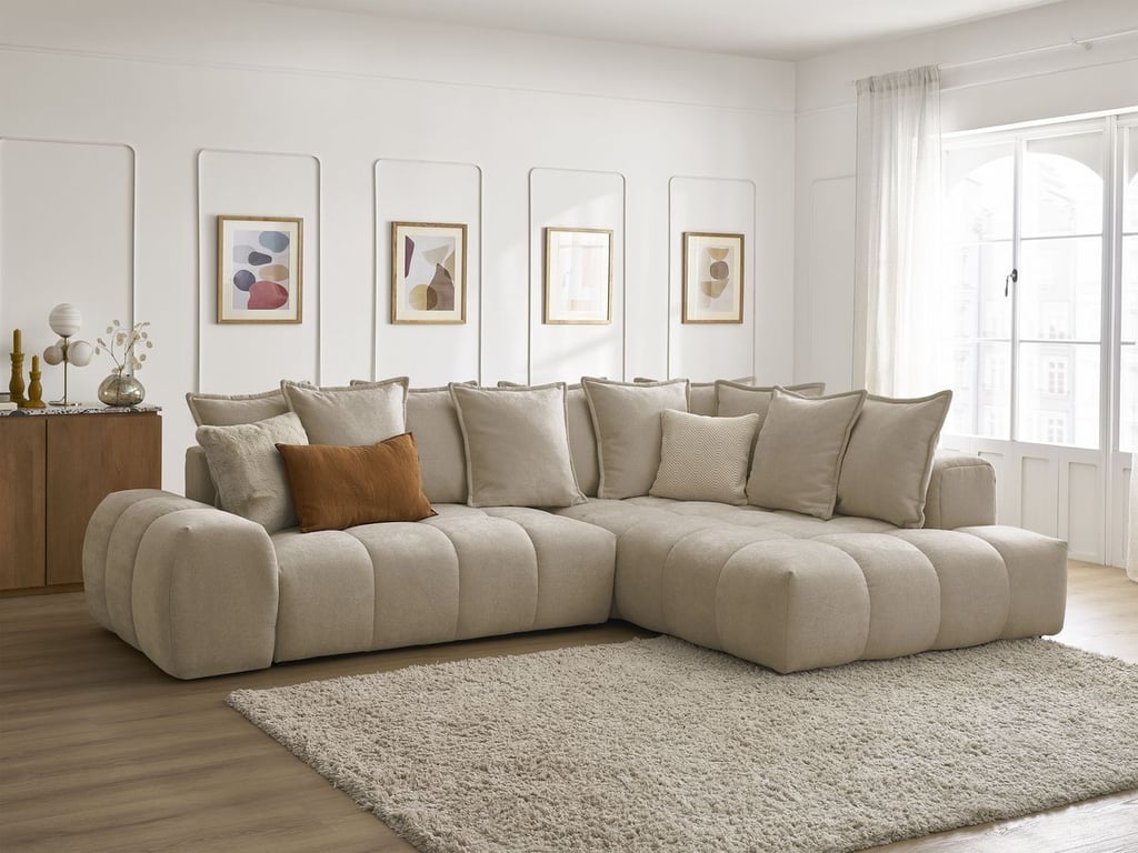 Produit similaire: Canapé d'angle L convertible coffre EVEREST tissu texturé taupe angle droit BOBOCHIC 3 places