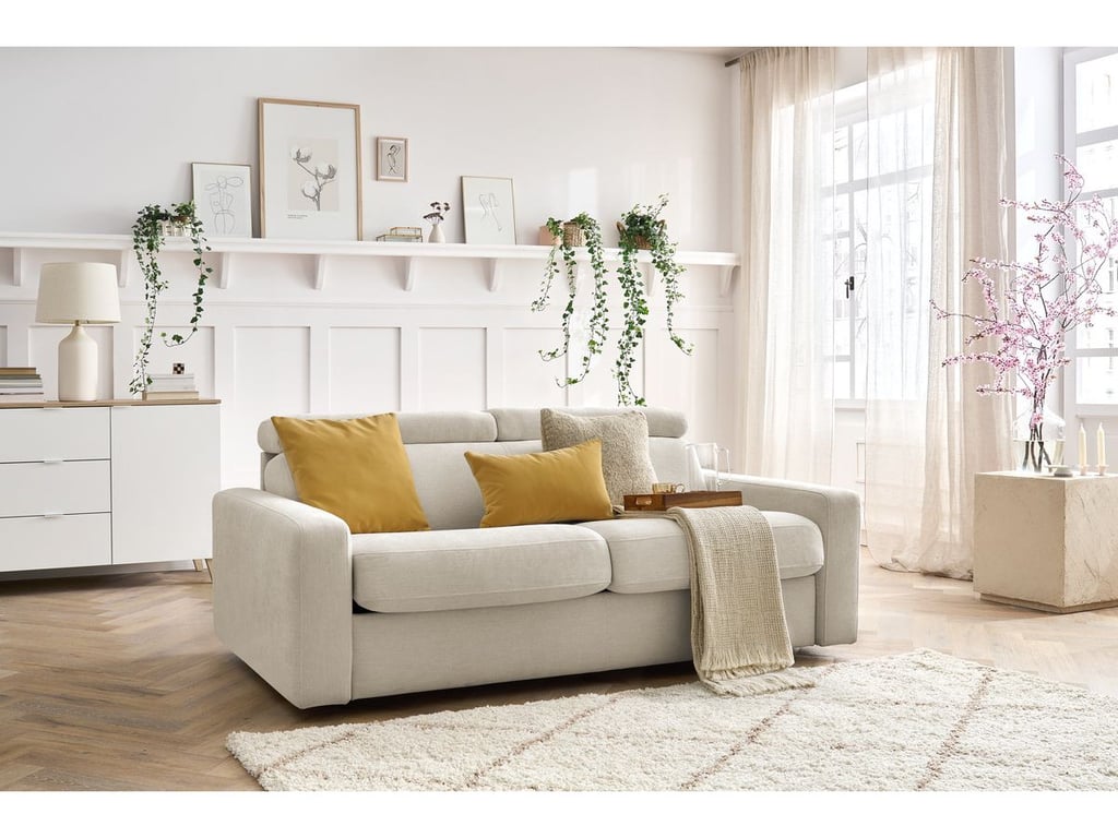 Produit similaire: Canapé droit convertible MONACO ouverture express tissu lisse beige 160x190 BOBOCHIC 3 places