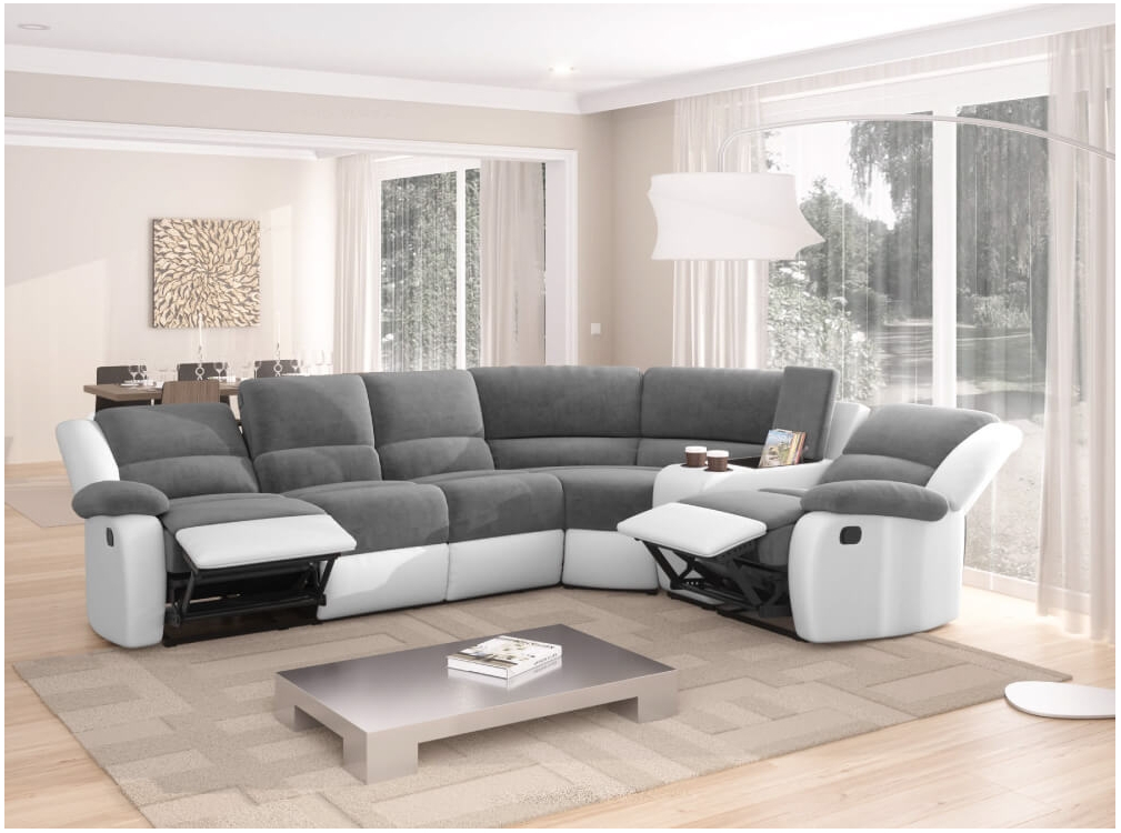 Produit similaire: RELAXXO - Canapé d'angle de Relaxation manuel LEO 5 places bi-matière Simili/Tissu