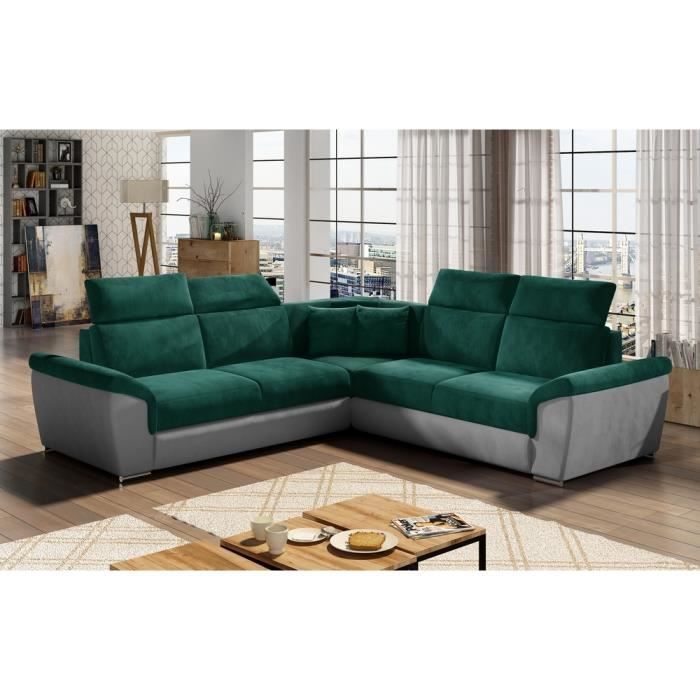 Produit similaire: Canapé d'angle - convertible - FELIPE VELOURS - en tissu luxe vert et gris, 5/6 places