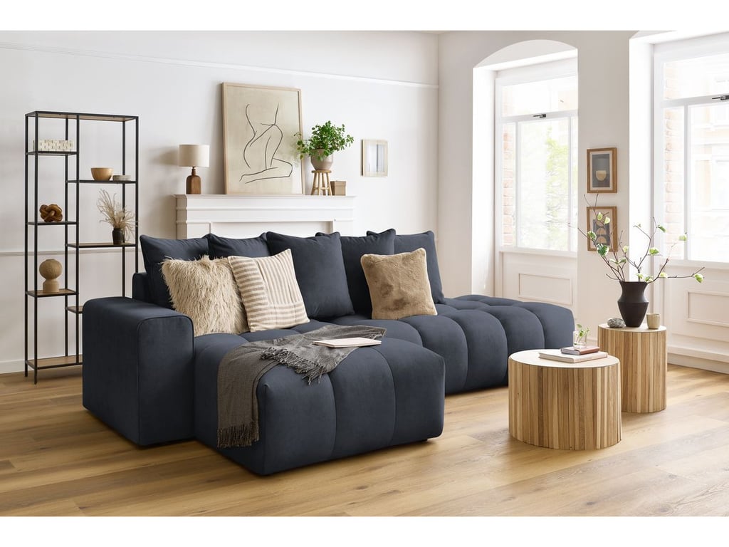 Produit similaire: Canapé d'angle fixe MONT-BLANC velours bleu foncé angle gauche BOBOCHIC 3 places