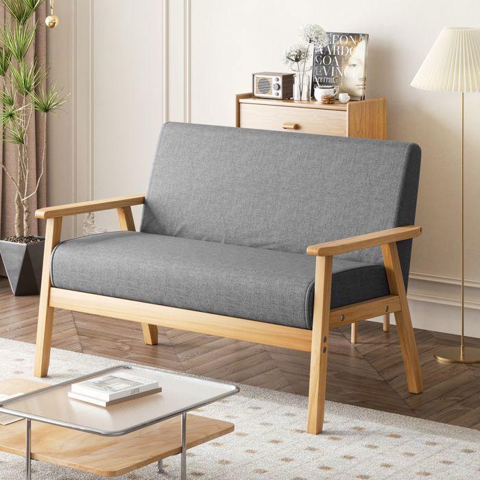Produit similaire: Canapé 2 Places en Tissu Lin ,Fauteuil Longue Moderne Rembourré Confortable pour Salon Chambre Bureau 107x60x76cm Gris