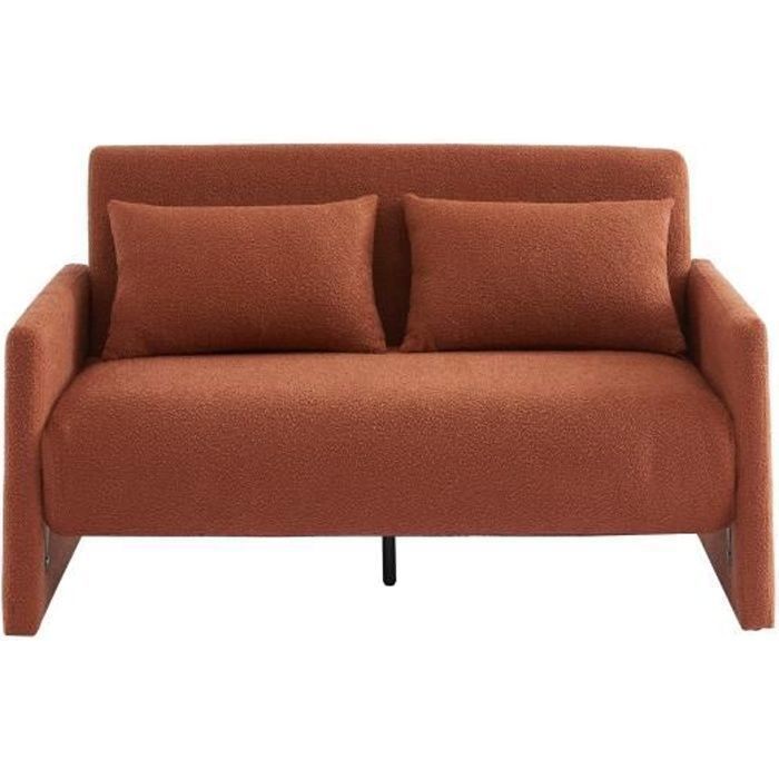 Produit similaire: Canapé droit convertible JADE en tissu bouclette terracotta 2 places - BAÏTA