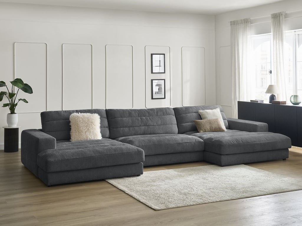 Produit similaire: Canapé panoramique fixe SIERRA tissu texturé gris foncé BOBOCHIC 4 places