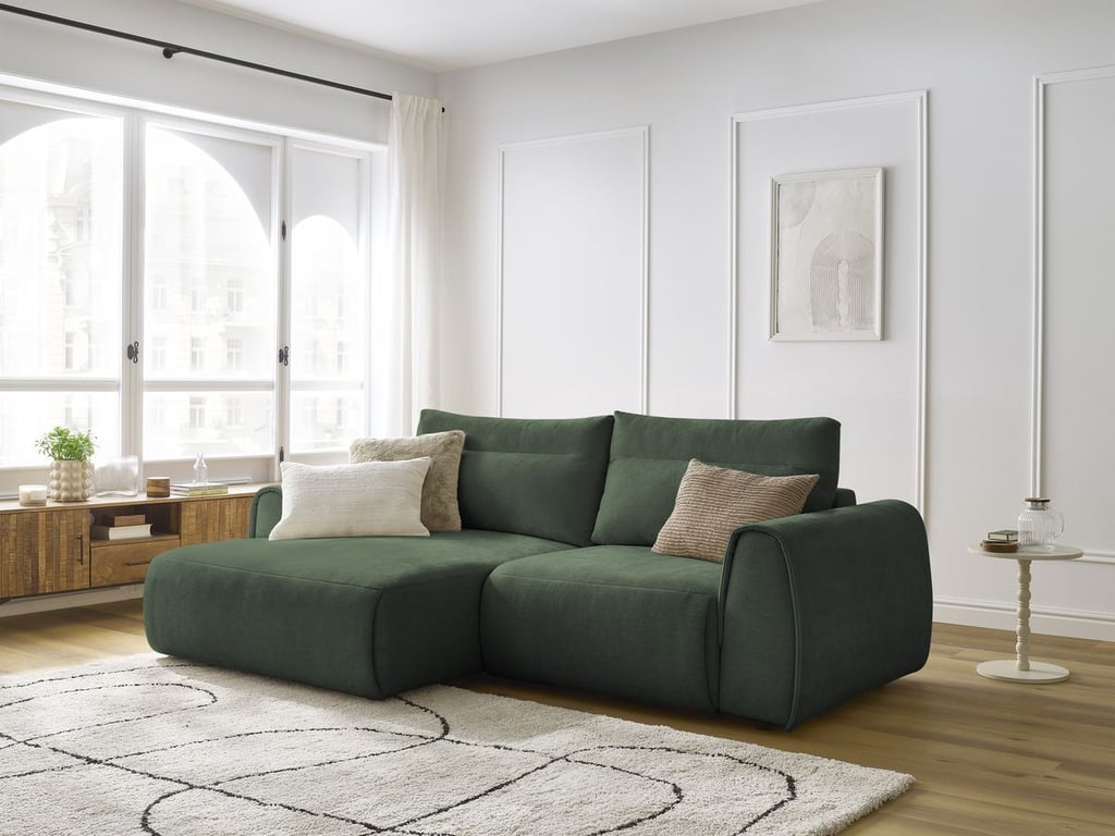 Produit similaire: Canapé d'angle fixe compact ADEN vert angle gauche BOBOCHIC 3 places