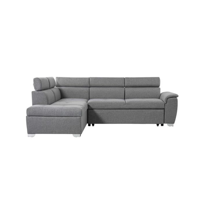 Produit similaire: Canapé d'angle gauche convertible PAOLA 4 places avec coffre en tissu - Gris clair - L261 x P198 x H80cm - LOUNGITUDE