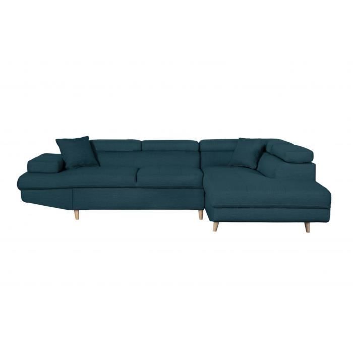 Produit similaire: Canapé d'angle droit convertible RIO Scandinave avec coffre en tissu - Bleu pétrole, Pieds bois - L271 x P192 x H70cm - LOUNGITUDE