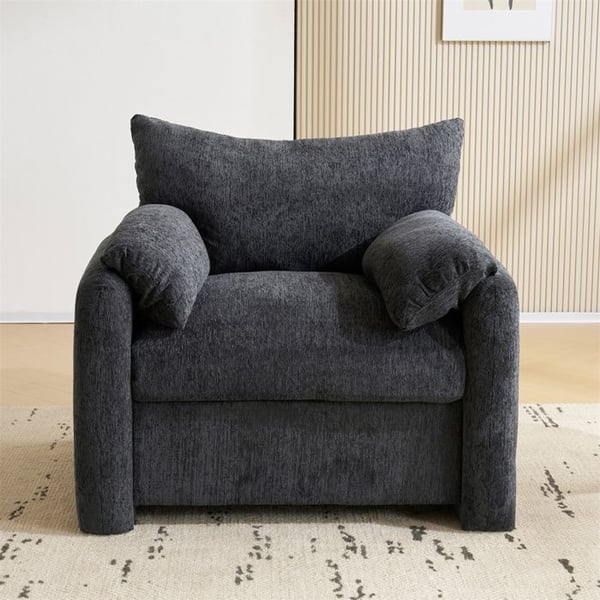 Canapé individuel Moderne avec accoudoirs,Canapé fauteuil simple en tissu chenille convient pour le salon,96×82×84cm,Gris
