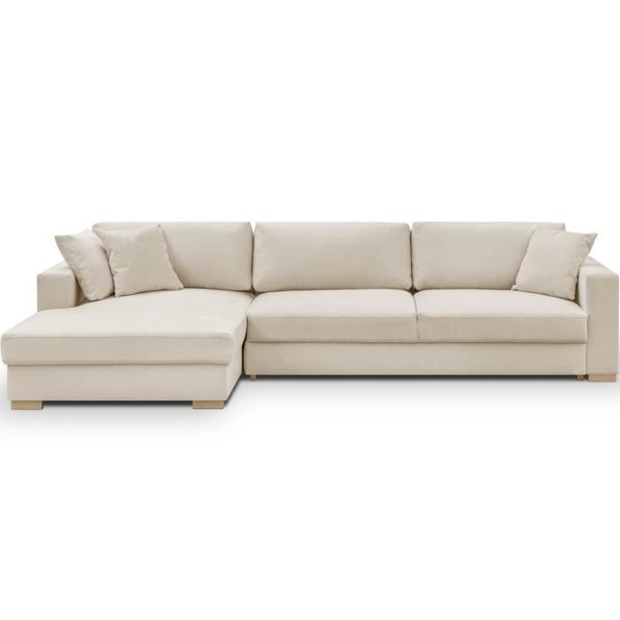 Produit similaire: Canapé d'angle à gauche convertible 5 places en tissu chenille beige - Robin