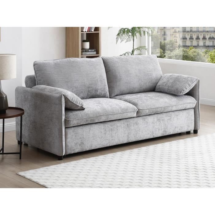 Produit similaire: Canapé 3 places convertible en tissu texturé gris ALPARETO