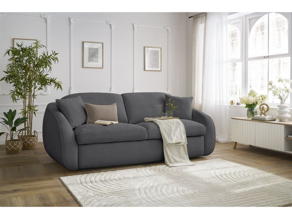 Produit similaire: Canapé droit convertible CEZANNE ouverture express tissu lisse gris foncé 140x194 BOBOCHIC 3 places