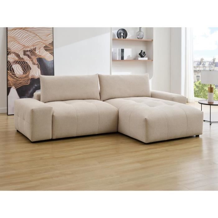 Produit similaire: Canapé d'angle réversible en tissu chiné beige RACONI