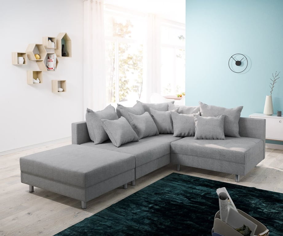 Produit similaire: Canapé Clovis gris tabouret tissu plat ottoman  gauche canapé modulable