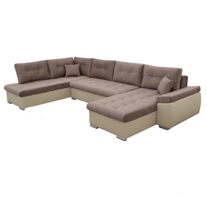 Produit similaire: Grand canapé d'angle XXL en U panoramique lit convertible avec coffre - SOKIN - Beige+Cappucinno (Pireus 02+Soft 33, Droite)