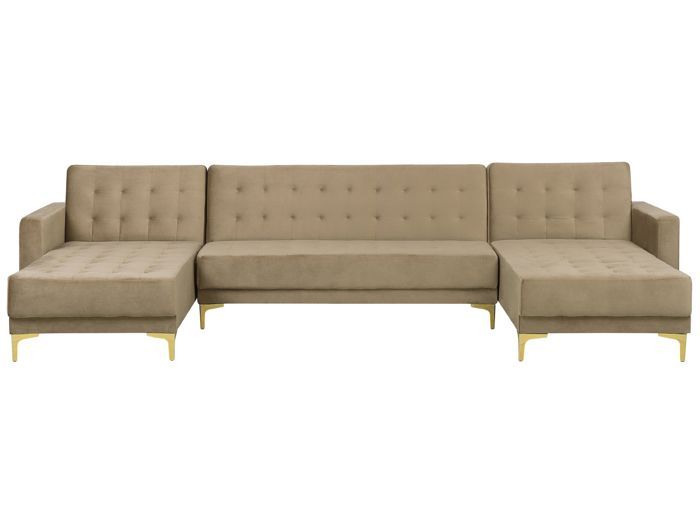 Produit similaire: Canapé panoramique convertible en velours beige clair 5 places ABERDEEN