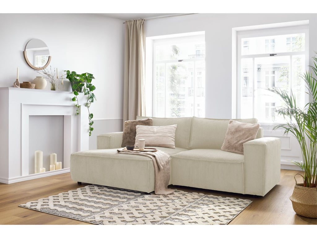 Produit similaire: Canapé d'angle fixe compact NIHAD velours côtelé beige angle gauche BOBOCHIC 3 places