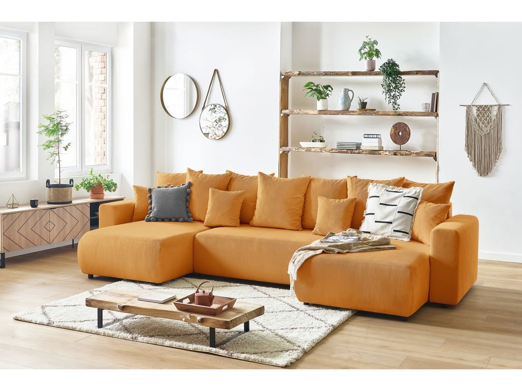 Produit similaire: Canapé panoramique convertible coffre ENVY Velours côtelé avec pouf jaune BOBOCHIC 6 places