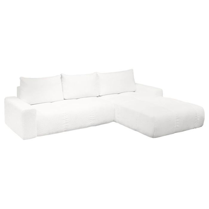 Produit similaire: Canapé d'angle droit convertible tissu bouclette blanc 304 cm - VOLT Meubletmoi
