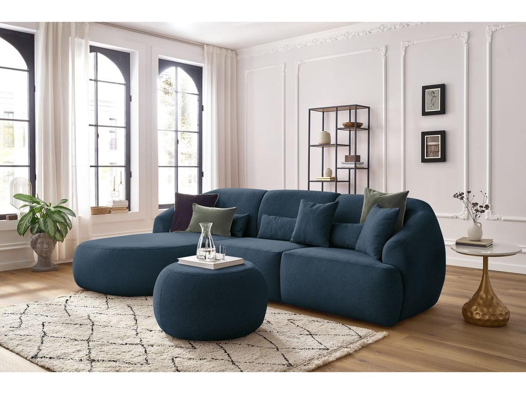 Produit similaire: Alesia canapé d'angle fixe 4 places tissu chiné bleu foncé angle gauche