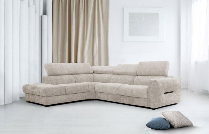 Produit similaire: Canapé d'angle gauche Calvera 5 places tissu beige - CALVERA