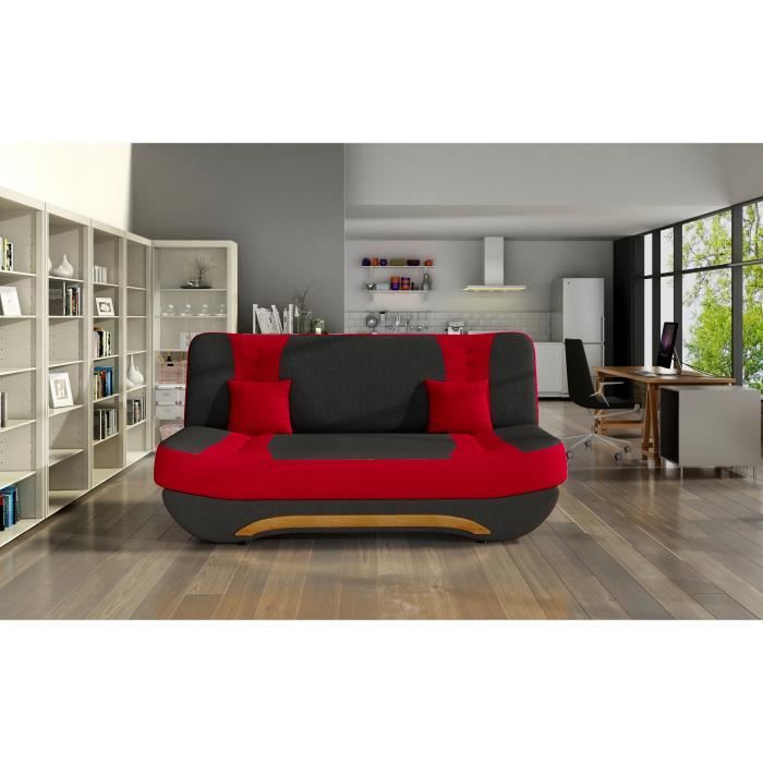 Produit similaire: Canapé Banquette convertible Clic-clac 3 places en tissu-FEBA Noir+Rouge