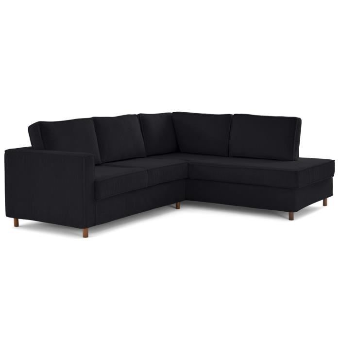 Produit similaire: Jake - canapé déhoussable d'angle droit 5 places en velours côtelé - Noir