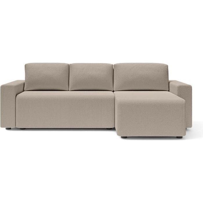 Produit similaire: Canapé d'angle convertible MAX en velours grège 4 places - Réversible - Coffre de rangement - BAÏTA