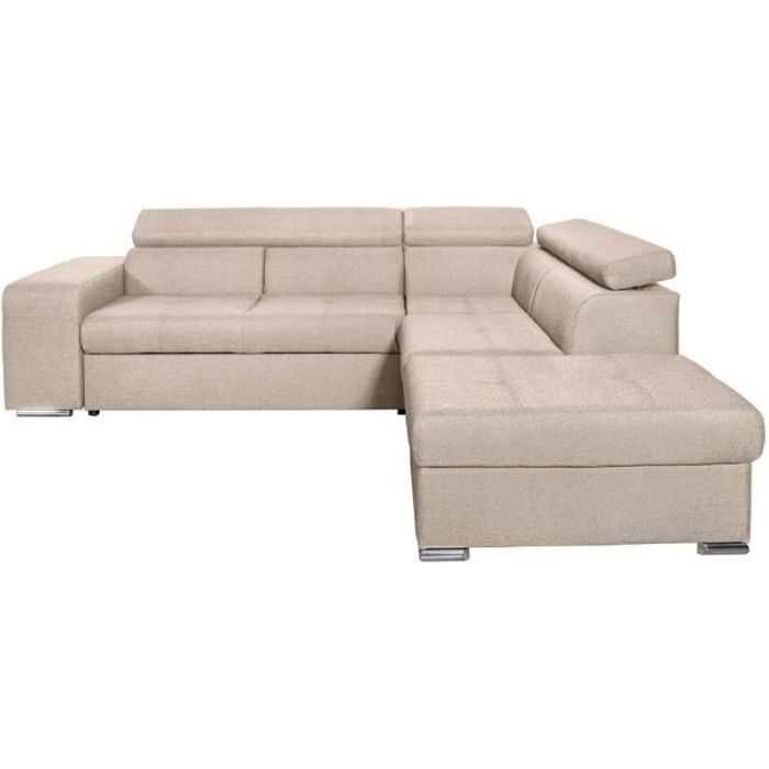 Produit similaire: Canapé d'angle droit 3 places SOAN convertible en tissu - Beige - L262 x P220 x H76cm - LOUNGITUDE