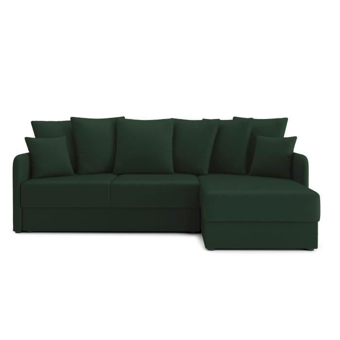 Produit similaire: Canapé d'angle convertible LUKA en velours vert 4 places - Réversible - Coffre de rangement - BAÏTA