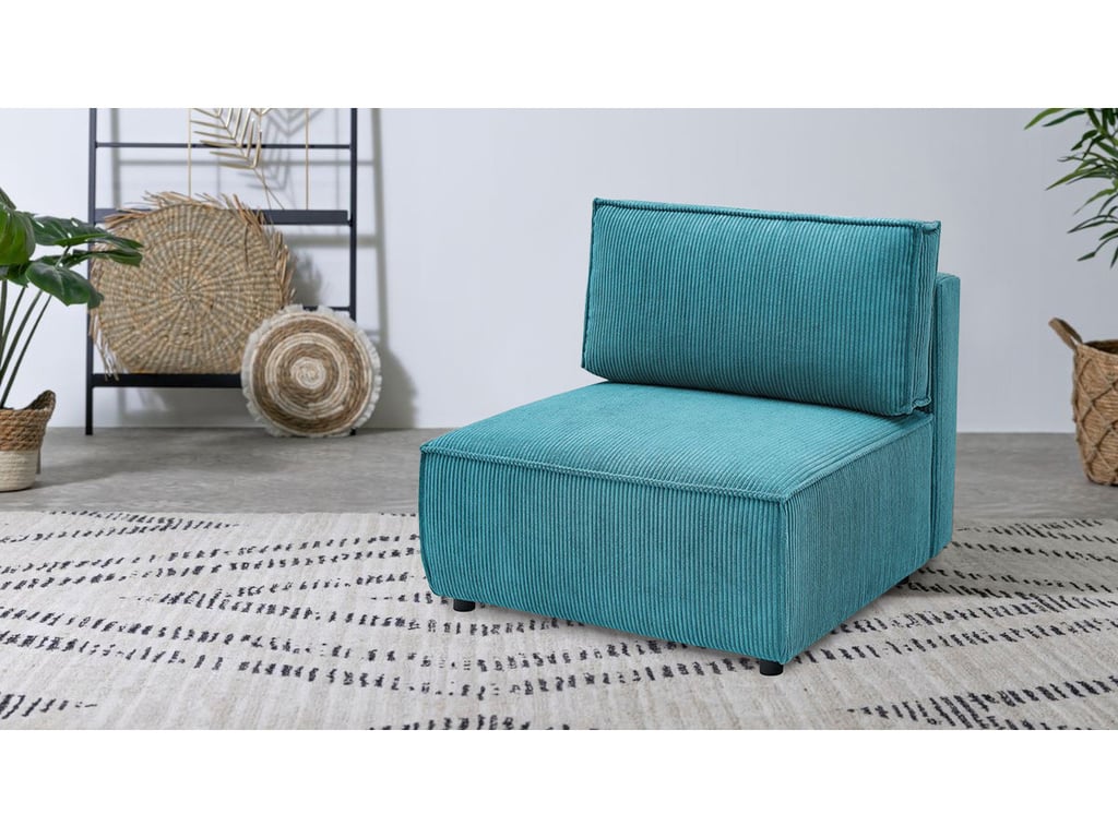 Chauffeuse 1 place pour canapé modulable NIHAD tissu velours côtelé bleu clair   BOBOCHIC 1 places