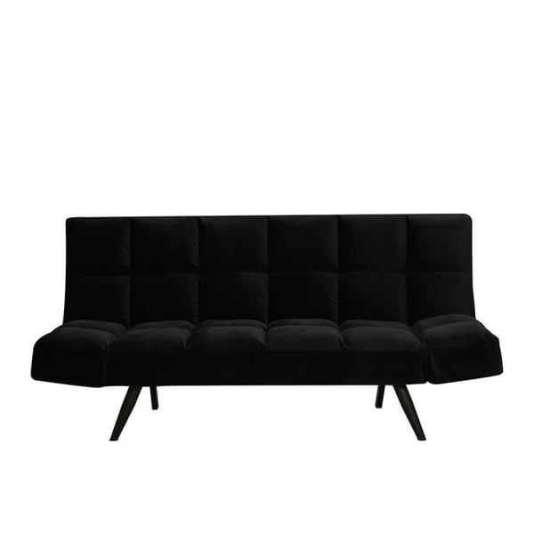 Livin24  Canapé convertible lit 110 x 180 cm Timo en velours noir