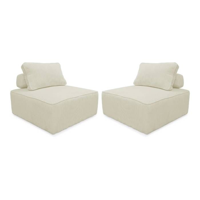 Produit similaire: Chauffeuses - SWEEEK - Lot de 2 - Velours côtelé crème - Style vintage - Confort moelleux