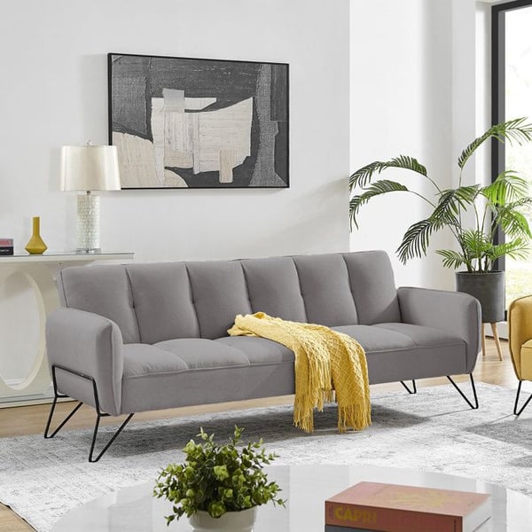 Banquette VINTEX - 3 places clic-clac en microfibre gris