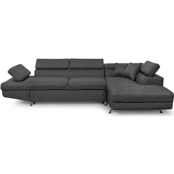 Produit similaire: Canapé d'angle droit 5 places RIO Convertible avec coffre en tissu - Gris foncé - L271 x P192 x H70cm - LOUNGITUDE