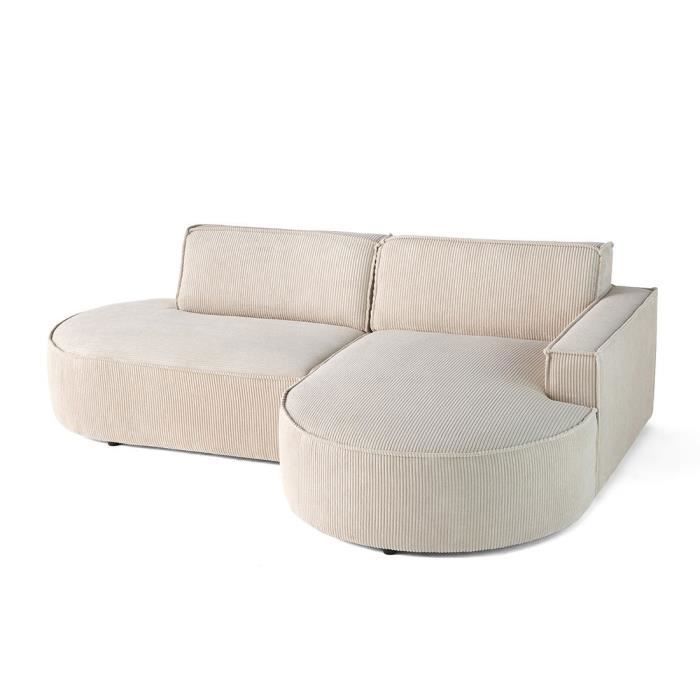 Produit similaire: Spiaggia - canapé d'angle droit - forme arrondie - 4 places - en velours côtelé - Beige