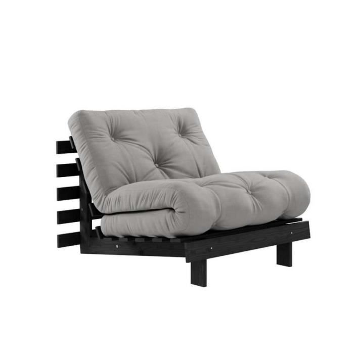 Produit similaire: Fauteuil convertible futon ROOTS pin laqué noir matelas 90 x 200 cm coloris gris gris Bois Inside75