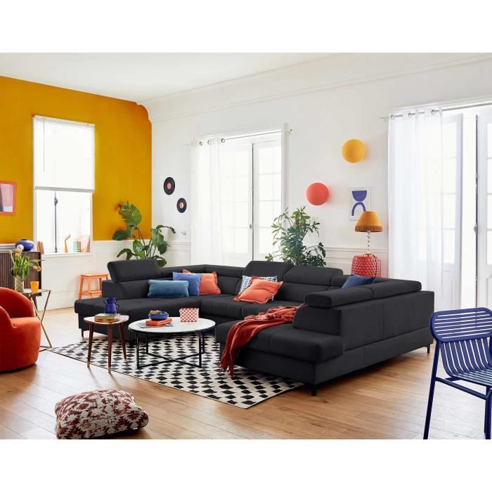 Produit similaire: Canapé panoramique en U Merida - 7 places - convertible avec coffres et têtières réglables - en velours - Gris