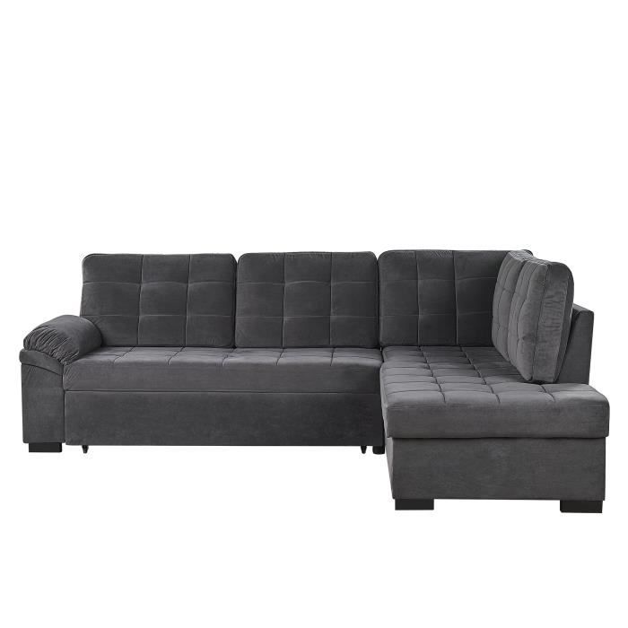 Produit similaire: Canapé angle à gauche convertible 4 places en velours gris VARNAMO