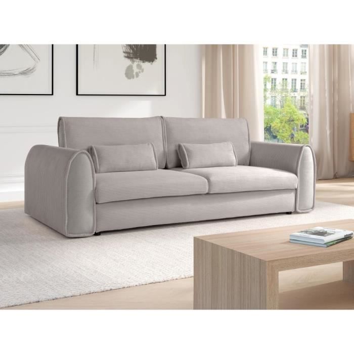 Produit similaire: Canapé 3 places convertible en velours côtelé gris clair RISTANO