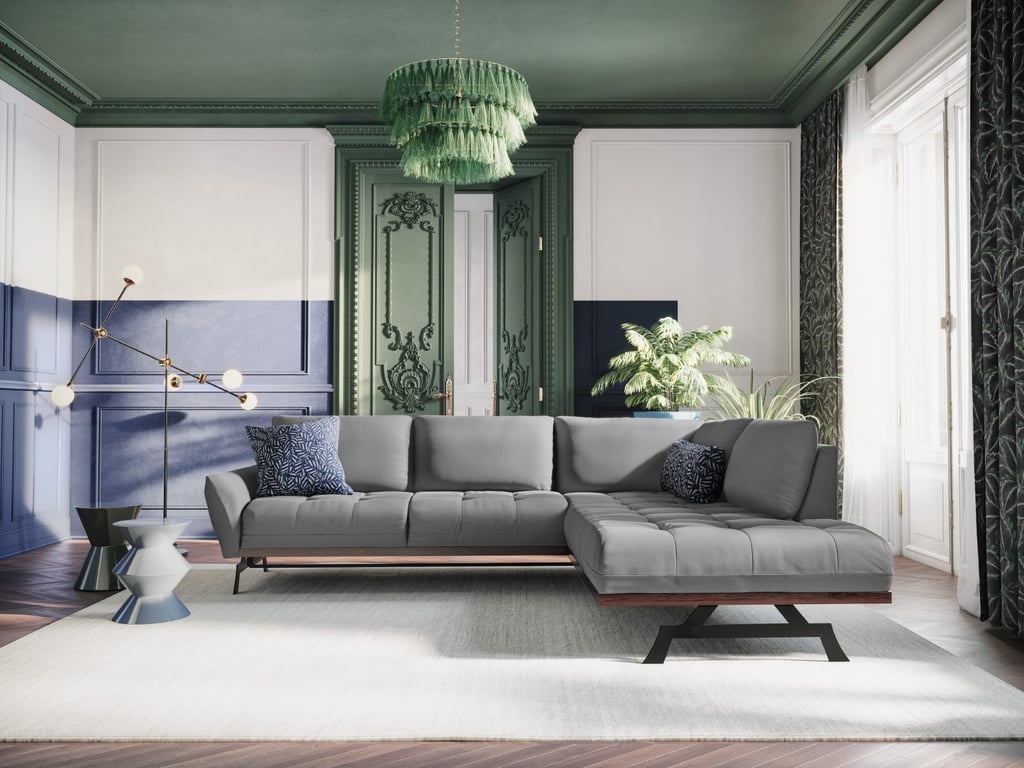 Produit similaire: Canapé d'angle convertible 5 places en tissu structuré gris