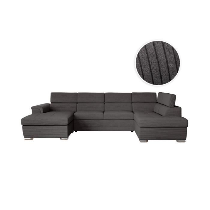 Produit similaire: Canapé panoramique 6 places PAOLA convertible avec 2 coffres en velours côtelé - Gris - L320,5 x P188 x H76cm - LOUNGITUDE