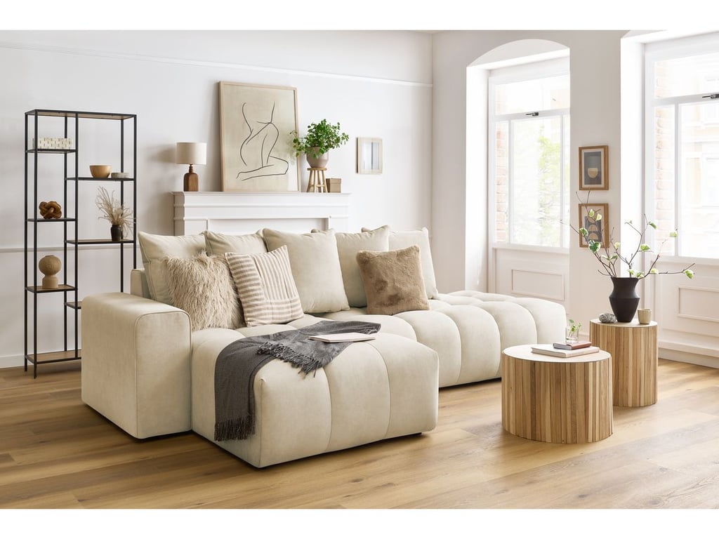 Produit similaire: Canapé d'angle fixe MONT-BLANC velours beige angle gauche BOBOCHIC 3 places