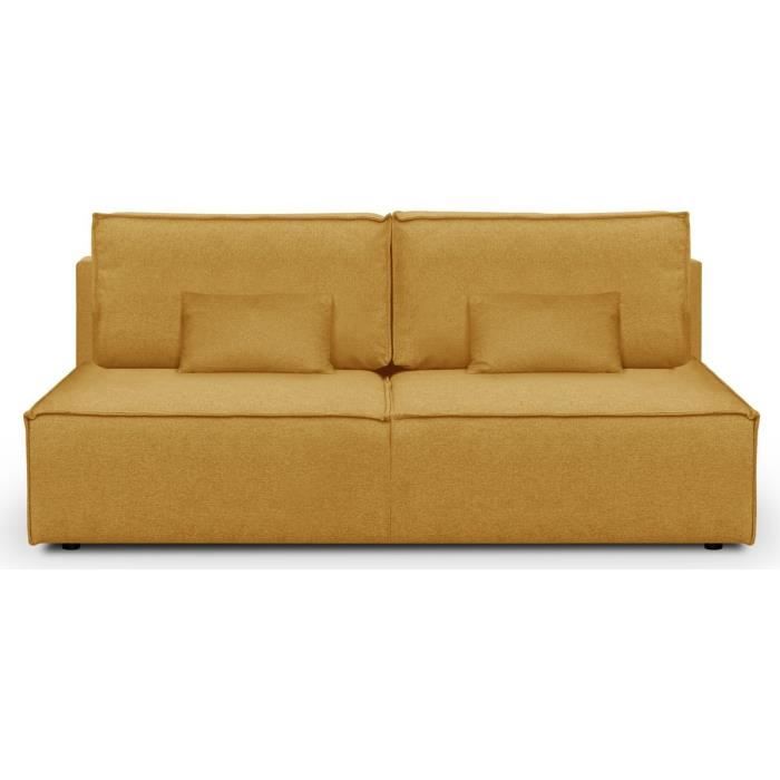 Produit similaire: Canapé convertible 3 places avec coffre de rangement en tissu jaune moutarde - Milla New